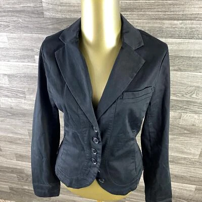 Chaqueta Blazer CONVERSE Botón Frontal Cuello en V Elastizada Negra Para Mujer Talla XS Foto 1 de 4