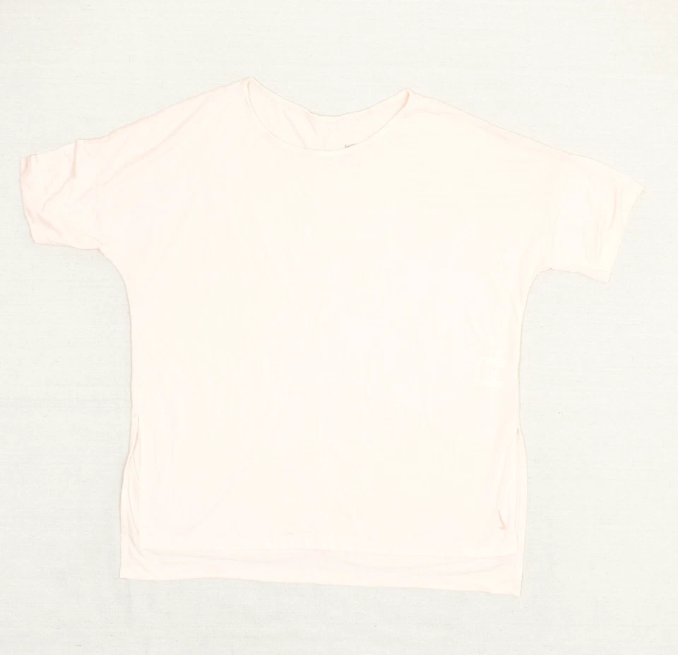 Camiseta Nike feminina Dri Fit manga curta academia sólida mistura de algodão rosa tamanho G - Imagem 1 de 4