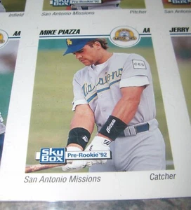 1992 SKYBOX AA MIKE PIAZZA SAN ANTONIO MISSIONS PRE ROOKIE #251 uncut sheet - Picture 1 of 1