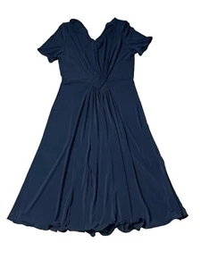 Armani Collezioni Women's Short Sleeve V Neck A Line Midi Dress Black Size 10 - Picture 1 of 7