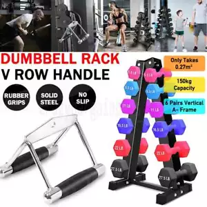 Vertical Dumbbell Storage Rack 6 Pairs Home Gym Equipment Close Grip Triangle AU - Picture 1 of 14