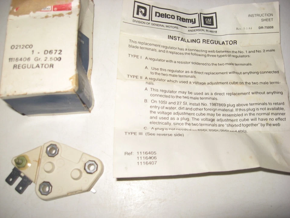 GM OEM BUILT IN Voltage Regulator ACDELCO D672, GM 1116406 - Image 1 of 1