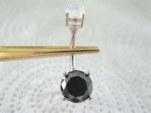 2.35ctw REAL BLACK DIAMOND BELLY RING w/OPAL,CERTIFICATE, DIAMOND TESTER,DOUBLE - Picture 1 of 7