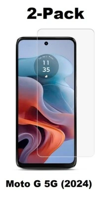 2 Pack Tempered Glass Protector Compatible for Moto G 5G (2024) Bubble Free - Image 1 of 2