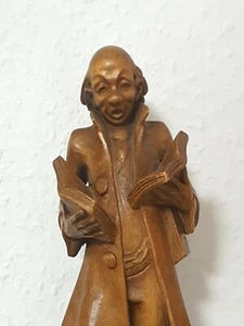 Holzfigur Handgeschnitzt Leseratte Bücherwurm Naturholz Der Bücher Leser 25 cm - Bild 1 von 12