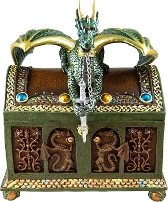 Caja de baratijas musicales de recuerdo con bisagras de dragón de The San Francisco Music Box Foto 1 de 3