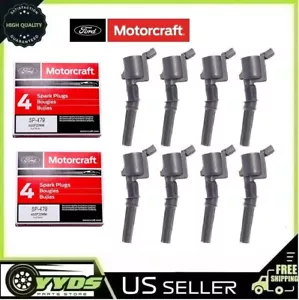 8X Ignition Coil DG508 Spark Plug Motorcraft SP479 Fits For Ford F150 4.6L 5.4L - Picture 1 of 7