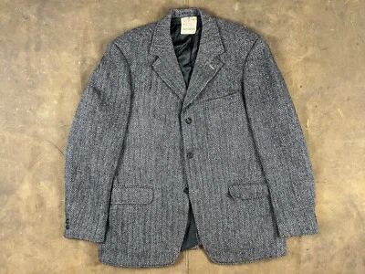 Jaqueta blazer vintage Alexander’s NY Harris tweed tecido à mão carvão esporte 42r - Imagem 1 de 4