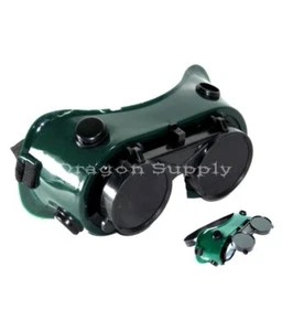 New Cutting Welding Grinding Safety Goggles Glasses Flip Up Dark Green Lenses - Picture 1 of 2