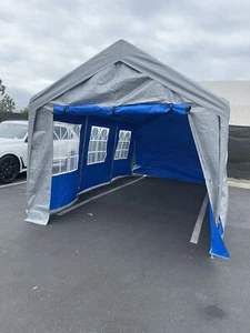 Closed Type 10x20ft Party Carport Canopy W/Side Wall Window 1-1/4” Metal Frame - Picture 1 of 16