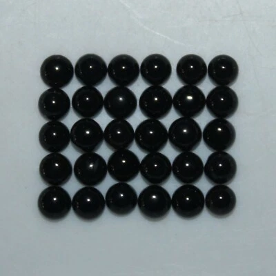 Black Onyx 3mm, 4mm, 5mm, 6mm, 7mm, 8mm, 10mm, 12mm, 14mm Cabochon Round Gem(s) - Image 1 of 4