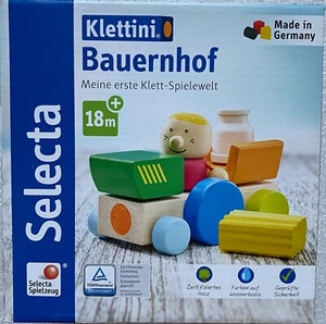 Selecta Klettini Wooden Toy Farm Touch Fastener Vehicle Stacking Toy 62076 - Picture 1 of 12