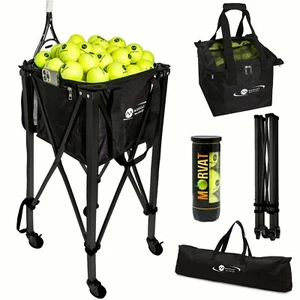 Morvat Heavy-Duty 165 Silver Tennis Ball Cart with Bag, 3 Balls & Carry Bag - Picture 1 of 7