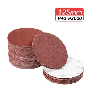 125mm - 5" Hook and Loop Sanding Discs Orbital Sandpaper Pads 40-2000 Grit - Picture 1 of 22