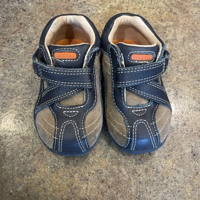 STRIDE RITE TODDLER BOYS SHOES DRESS SNEAKERS SIZE 4XW BROWN TAN BLUE LEATHER - Image 1 of 4