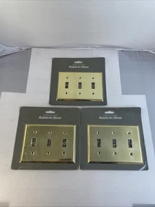 Set Of 3 Baldwin Hardware Solid Brass Tripple Toggle Switch Plates New - Picture 1 of 4