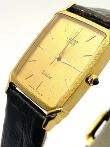 Seiko Dolce Watch 7731-5180 Gold Dial Square Working New Unused Made in Japan - Picture 1 of 24