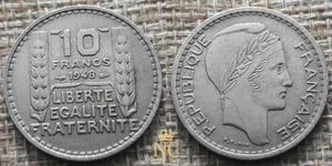 Coin France – 1948 – 10 francs Turin petite tête – VF - Picture 1 of 3