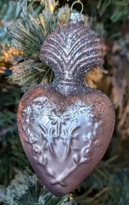 Quecksilber Glas Herz Ornament Weihnachten mundgeblasen Glas Glitzer 5" katholisch - Bild 1 von 8