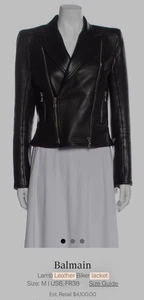 BALMAIN Women’s Leather Jacket Sz 38 - Picture 1 of 11