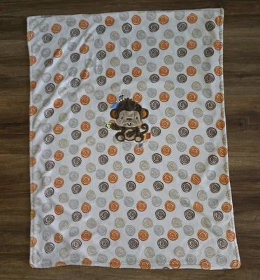 HTF Taggies Monkey Brown Orange Circles Baby Blanket 2014 Security Rare - Image 1 of 4
