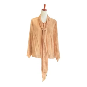 Zara Crinkle Blouse Sheer Romantic Coastal Grandma Texture Chic XL - Picture 1 of 13