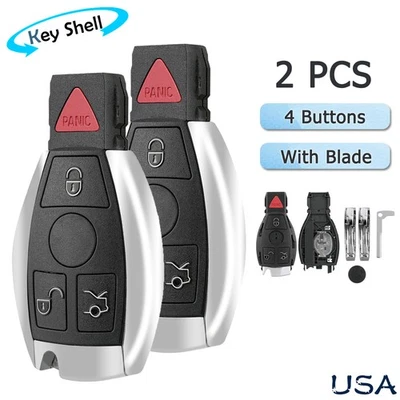 2 Para MERCEDES BENZ GLK GL C CL E S SL MANDO A DISTANCIA LLAVERO INTELIGENTE CARCASA IYZDC IYZ3312 Foto 1 de 4