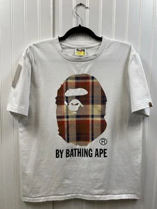 Bape Classic Ape Head Logo Tshirt Men’s Medium White Move Check Japan Streetwear - Bild 1 von 9