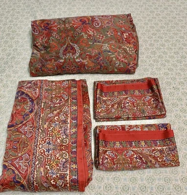 Винтажный Комплект из 4 простыней Ralph Lauren King Galahad сатин черная этикетка пейсли - Изображение 1 из 4