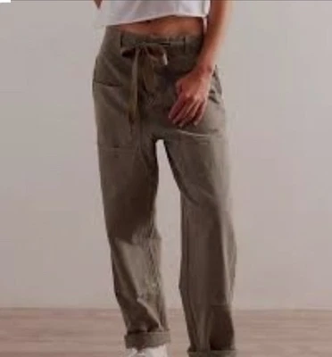 Free People Hayden Pants Womens Sz M Green We The Free Cargo Utility Loose NWOT - Image 1 of 4