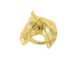 14k Yellow Gold Horse Head Brooch 6.01g. - Picture 1 of 3