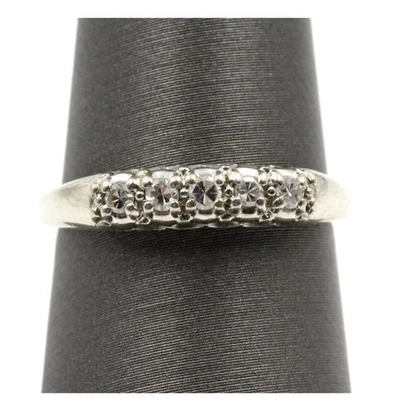 14 Karat Solid White Gold Diamond Vintage Wedding Band - Image 1 of 4