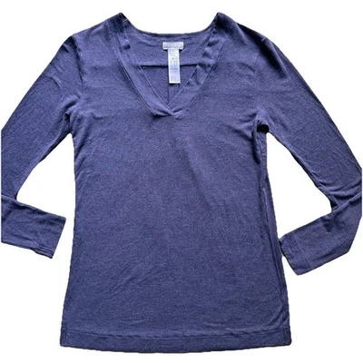 Hanro Long Sleeve Shirt Size XS Heather Blue V-Neck SOFT Lounge Wear Pajama Top - Image 1 of 4