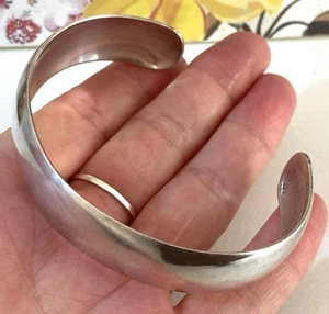 Vintage 24g Mid Century Minimalist Plain Sterling Silver Cuff Bangle Modernist - Picture 1 of 11