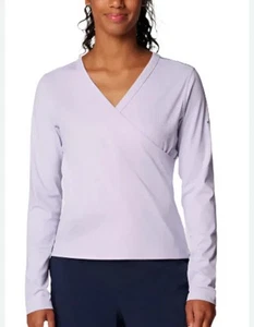Women’s Columbia Long Sleeve V Neck Shirt Lilac  Women’s Size Medium Nursing - Picture 1 of 6