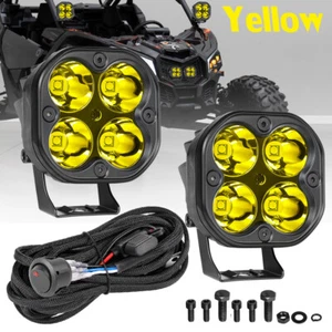2x For 2017+ Can-Am Maverick X3 LED Cube Work Light Bar Spot Pods + Wire Kit 12V - Picture 1 of 24
