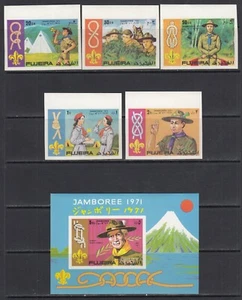 Scout Dogs 1971 Emirate of Fujeira MNH 5 v + 1 S/s Imperf Komplettsatz - Bild 1 von 1