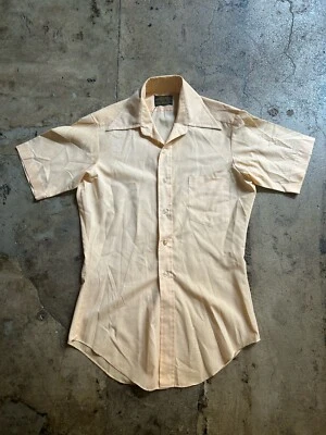 1950s Vintage Sear's Perma-Prest light orange short sleeve button up - Image 1 of 2
