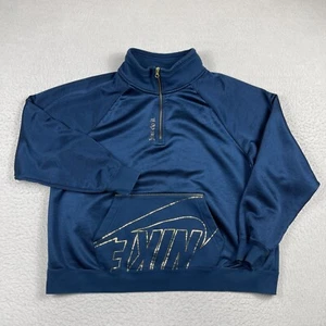 Nike Sweatshirt Womens 1X Plus Blue 1/4 Zip Pullover Training Gym Athleisure - Picture 1 of 12