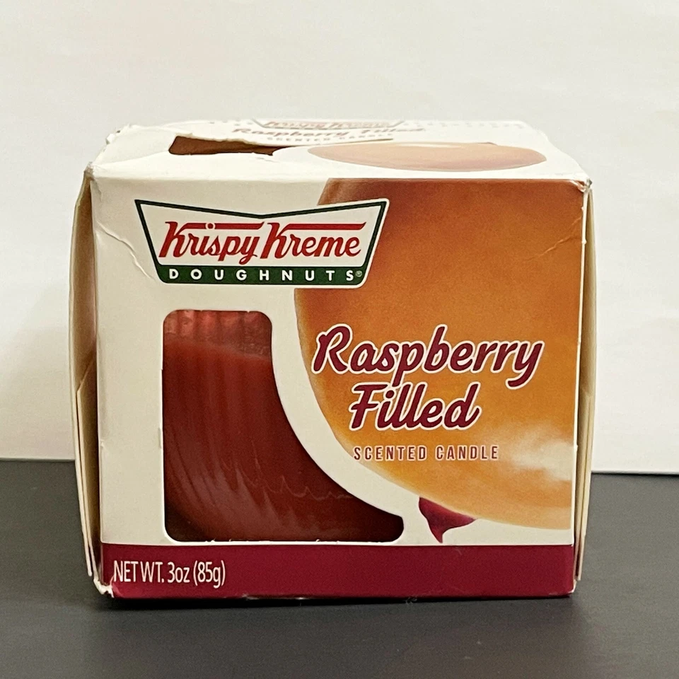 Krispy Kreme Donuts RELLENO DE FRAMBUESA VELA 3 OZ Nuevo en Caja Dañada Foto 1 de 4