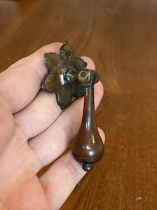Antique Hanging Pull Victorian Brass Bronze Teardrop Handle Flower Knob Hardware - Afbeelding 1 van 20
