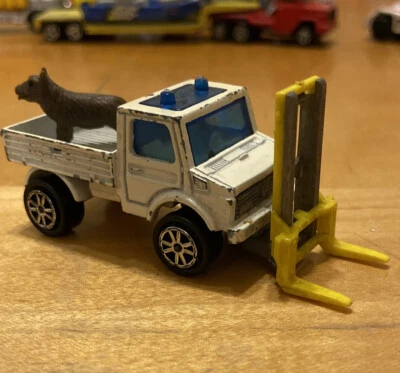 Vintage MAJORETTE UNIMOG Air France Forklift Elevator Original Old Car Rare wDog - Image 1 of 4