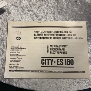 NSM City ES 160 Particular Service Instructions Jukebox 208 708 Layout Elements - Picture 1 of 1