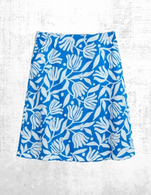 Women’s Seasalt Skirt Pot Organic Soft Cotton A Line Blue Floral Piant Cut - Image 1 of 4