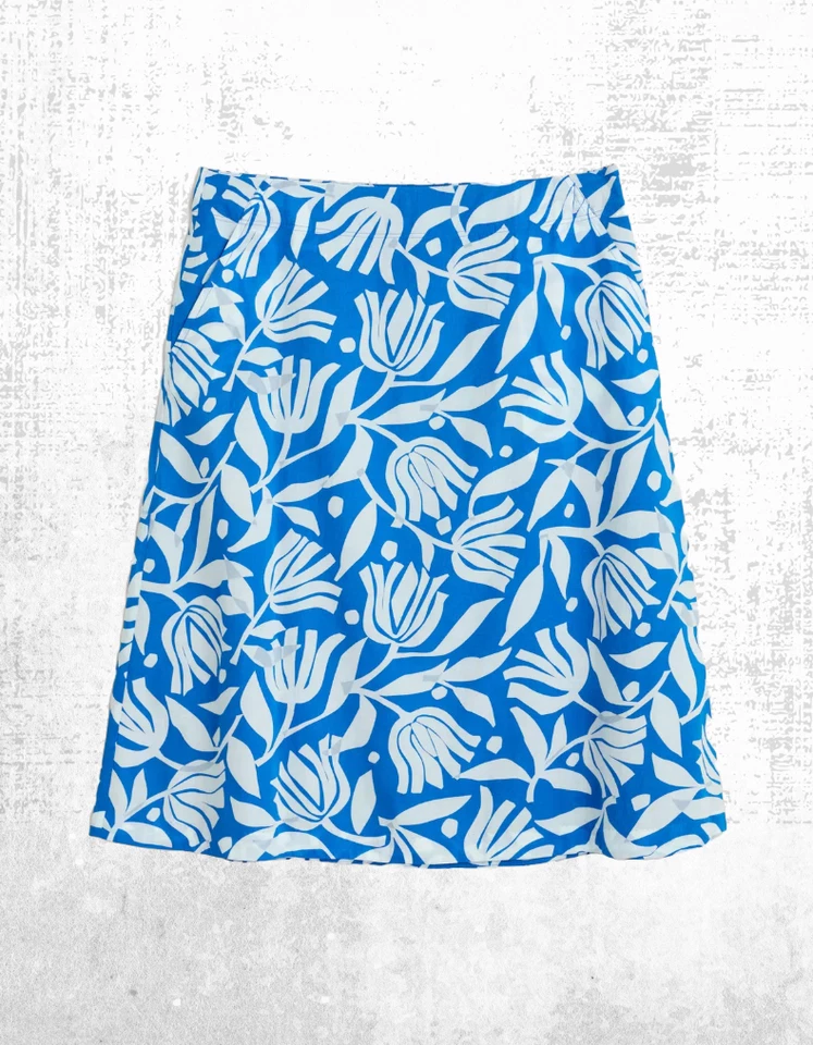 Women’s Seasalt Skirt Pot Organic Soft Cotton A Line Blue Floral Piant Cut - Image 1 of 4