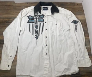Brooks And Dunn By Panhandle Slim Button Up Western Bull Shirt Men's Size Large - Picture 1 of 14