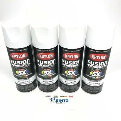KRYLON 2764-4 PACK MATTE WHITE All-In-One Fusion Paint & Primer - No-Peel - 12oz - Image 1 of 3