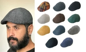 Six Panel Baker Boy Hüte klassisch Herren Vintage Wolle Fischgrätmuster Gatsby Kappe - Bild 1 von 20