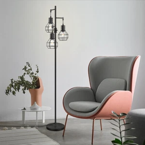 Industrial Dimmable Floor Lamp EDISHINE Farmhouse 3-Light Tree Floor Lamp - Picture 1 of 9
