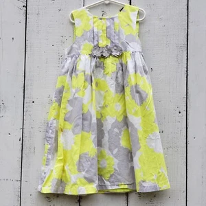 Carter's Kids Girl's Trapeze & Swing Dress Sz 6X Gray Yellow White Flower Print - Picture 1 of 2